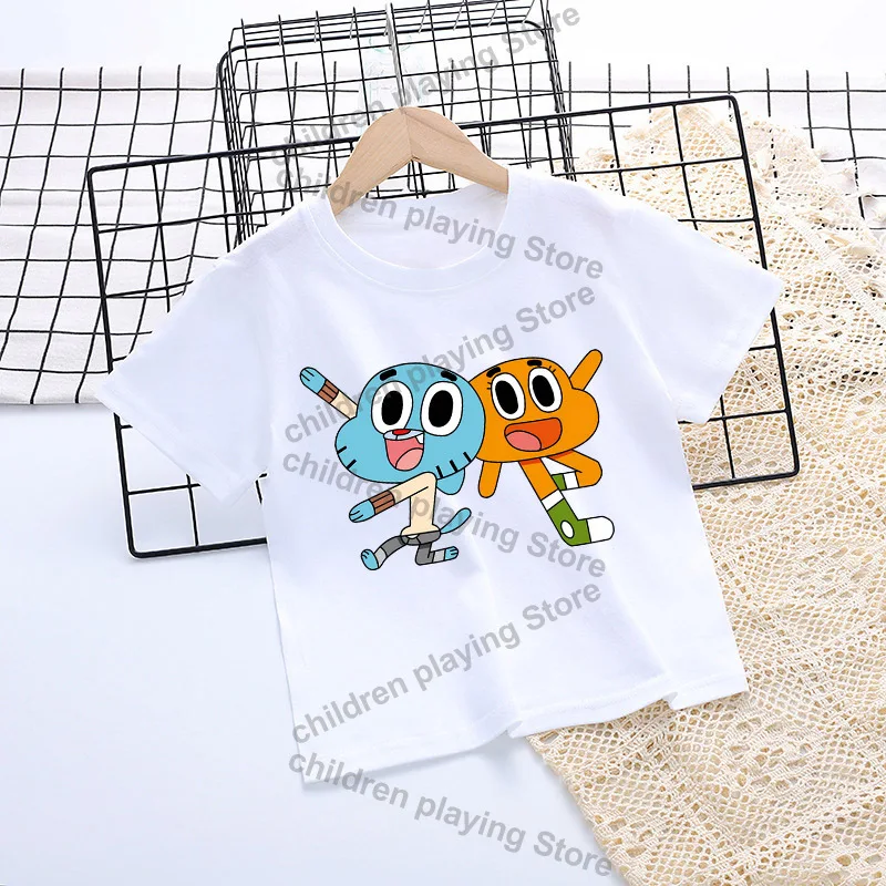 L'incredibile mondo di Gumball T-shirt per bambini bianca ragazza ragazzo manica corta top estate bambino cartone animato magliette vestiti carini regali di compleanno