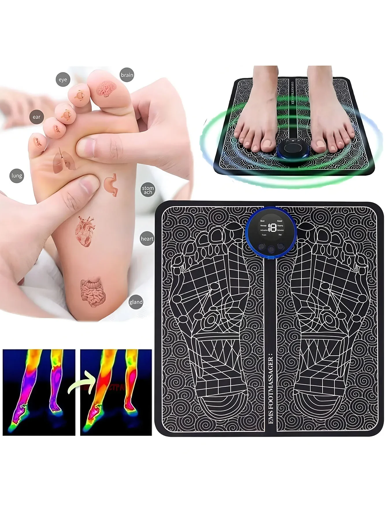 Rechargeable Electric Foot Massager - Improves Bl-ood Circulation And Relaxes Muscles