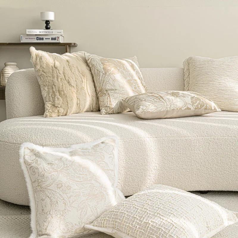 Luxury Cushion Cover 30x50 45x45cm Condensed Beige Edging Square Pillow Case For Home Hotel Bed Living Room Sofa