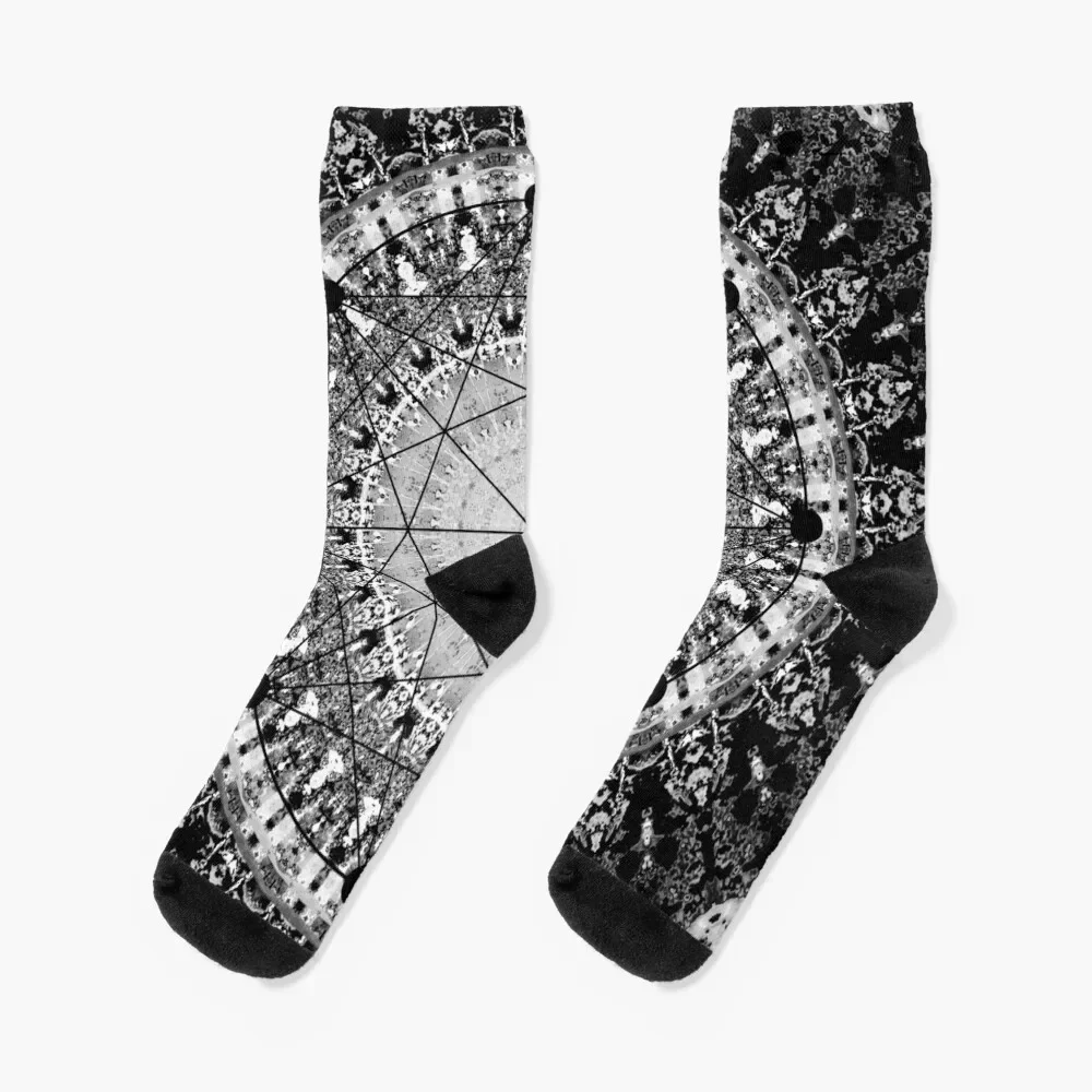 Black and white mandala with sacred geometric Socks Men's New year's Children's Socks Women's Men's