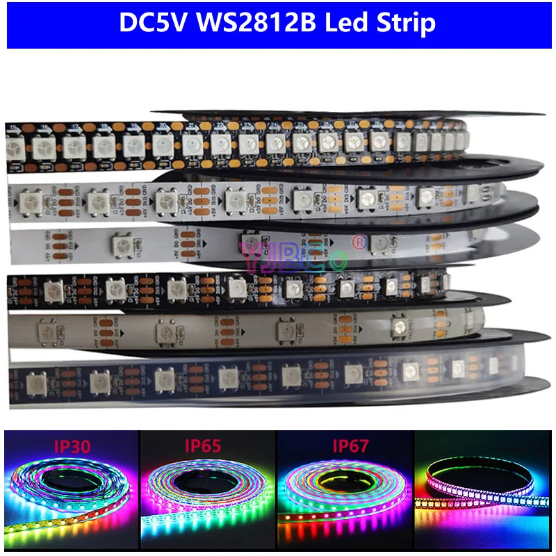 WS2812B WS2815 Individually Addressable 5050 RGB LED Strip 30/60/74/96/144 Leds/m Smart Pixels Full Color Tape Light IP30/65/67