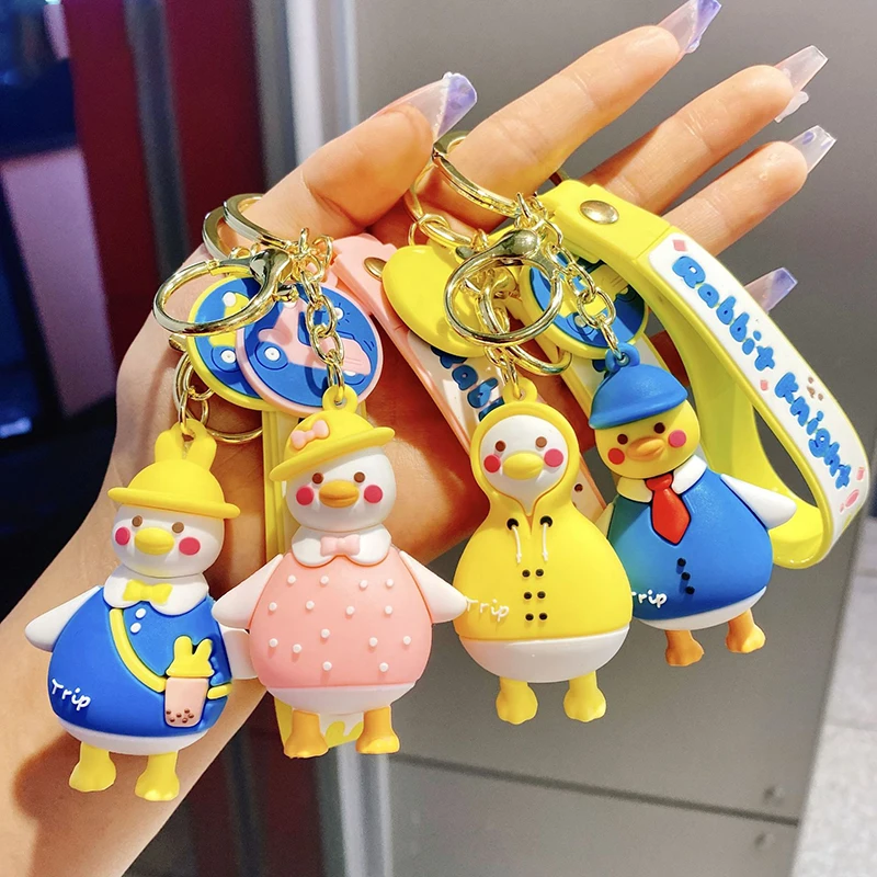 Cartoon Cute Duckling Doll Keychain Lovely Fashion Car Key Chain Friend Bag Decoration Pendant Exquisite Couple Birthday Gifts