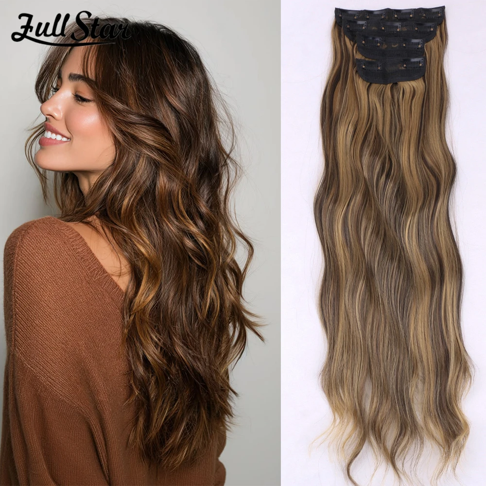 Full Star HIghlight Bio Body Wave Clip in Hair Extensions 22