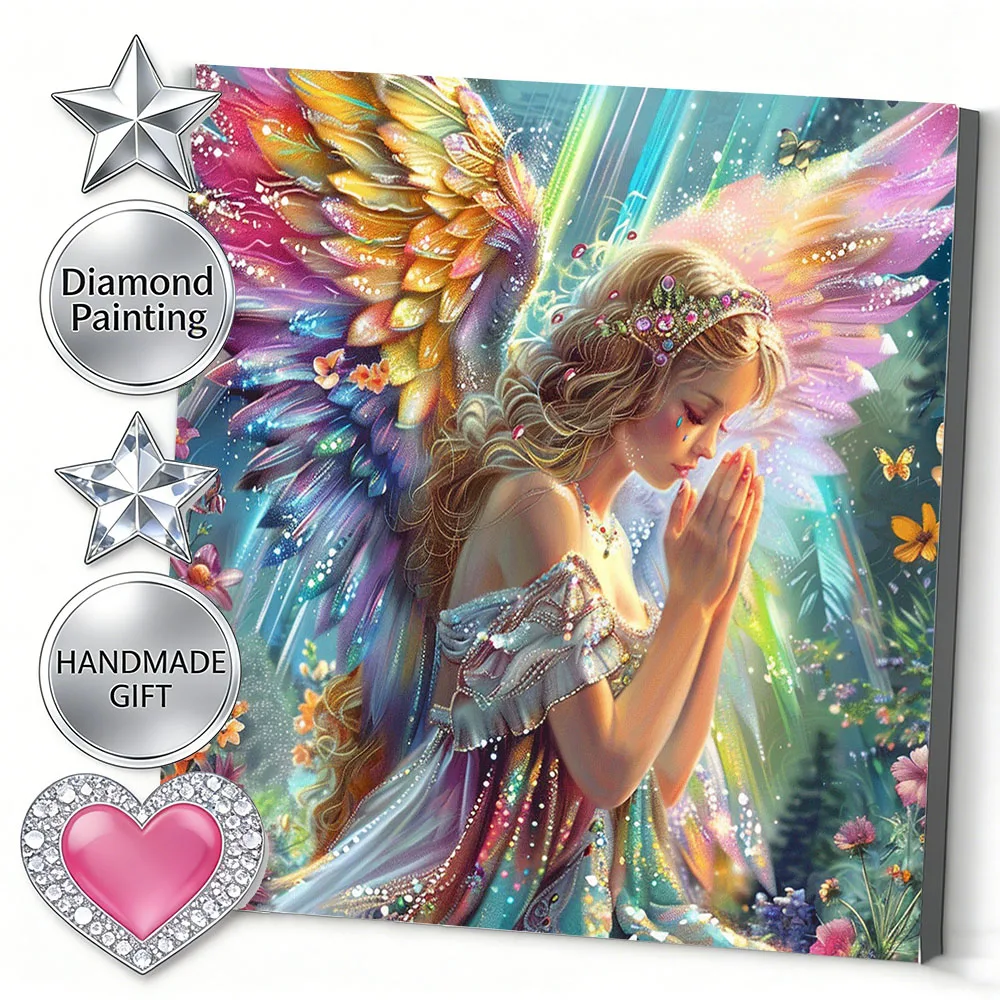 AZQSD Diamond Painting Woman Portrait Full Kits Square Round Handmade Diamond Mosaic Wing Angel Wall Decoration