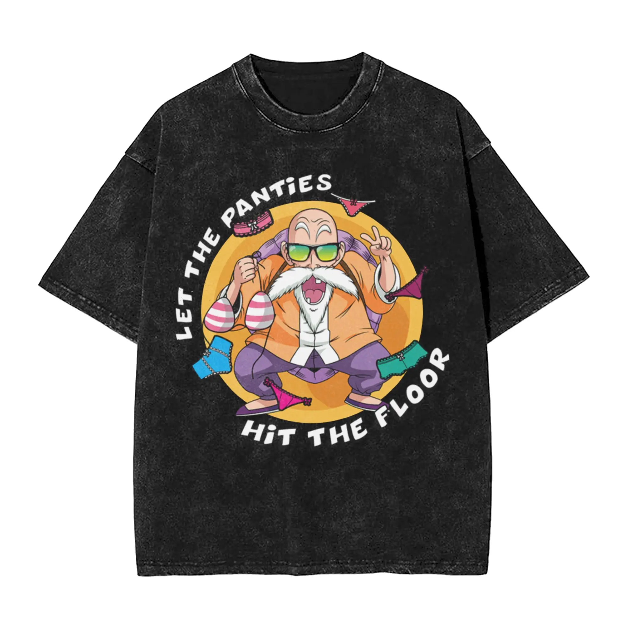 Washed T Shirt Dragon Ball Master Roshi HipHop Casual T-Shirts Harajuku Anime Streetwear Short Sleeve Summer Tops Tees Men Women