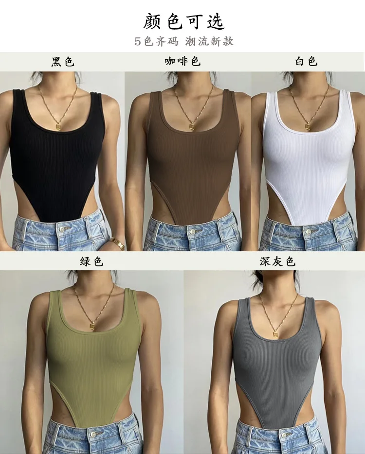 Damenbekleidung Ärmelloser Strick-Bodysuit Heißer Sommer Sexy Bodycon Off-Shoulder Neckholder-Top Lässiger Street-Bodysuit für Damen ClubWe – Detail 2