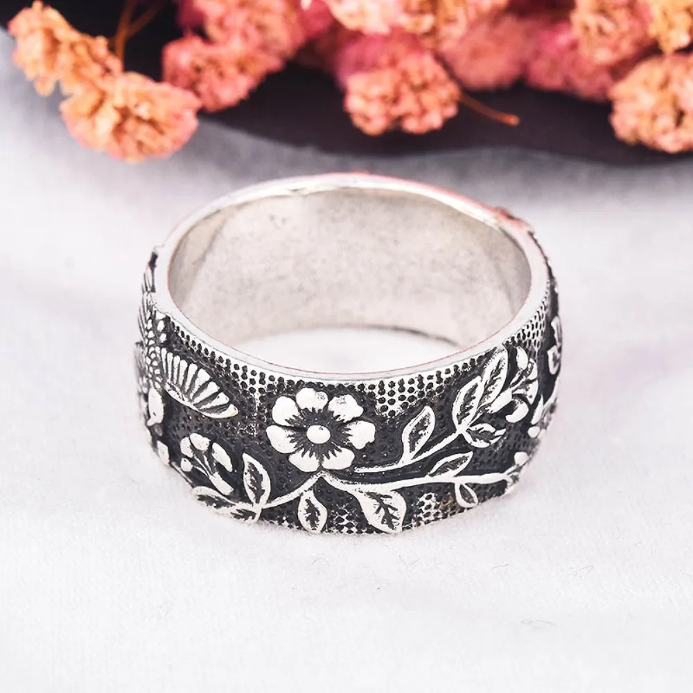 Nieuwe Minimalistische Niche Kolibrie Vogel Bloem Ring Vintage Esthetische Dames Sieraden Ringen Luxe Sieraden Party TrendJewelryRings