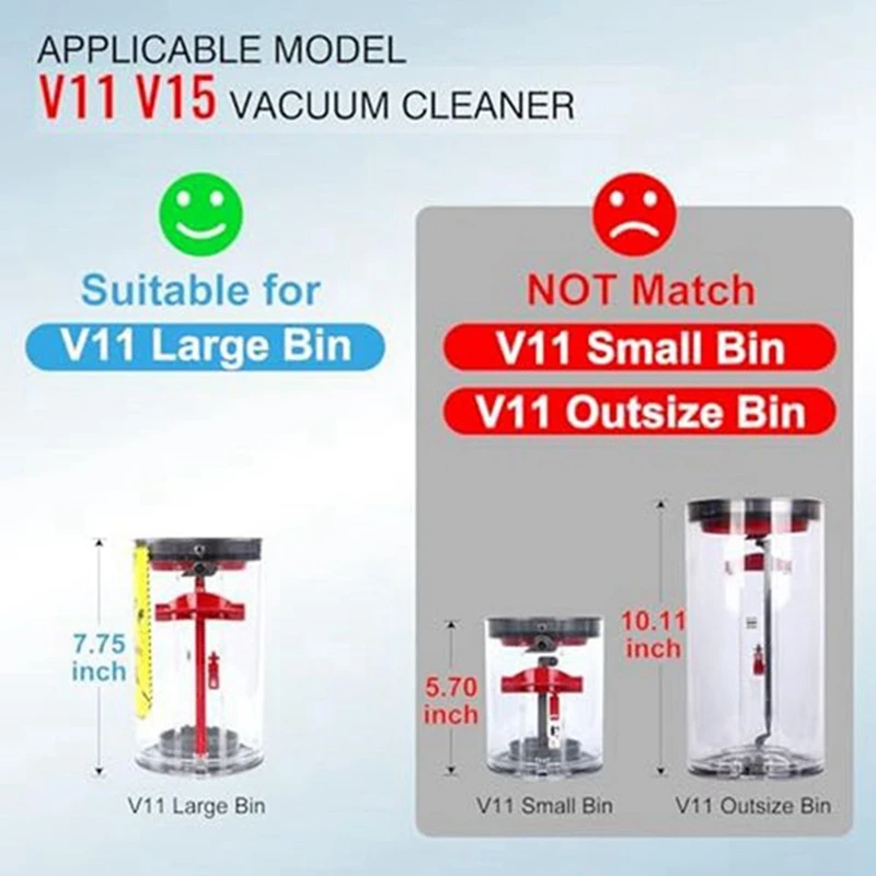 970050 -01 Sostituzione del contenitore della polvere aggiornato per Dyson V11 V15 SV14 SV15 SV22 Contenitore per aspirapolvere, contenitore per aspirapolvere 965443 -01