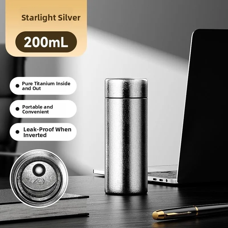Pure Titanium Insulated Water Bottle Men's Luxury Portable Business Tea Drinking Health Care Cup Women's Version Also Available