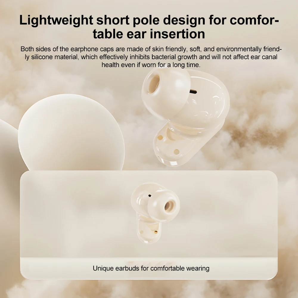 Transparent Bluetooth 5.4 Earphones Mini in-ear Earbuds Sports Headphones Wireless Gaming Headsets HiFi Noise Reduction Earphone