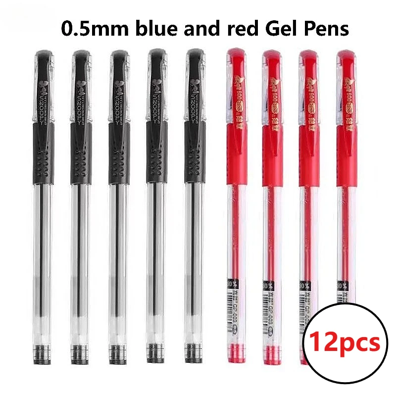 12 قطعة أقلام هلام توقيع أقلام أقلام 0.5 مللي متر أسود/أحمر المتقدمة رصاصة يميل السلس لوازم التعلم امتحان طالب اللوازم المكتبية