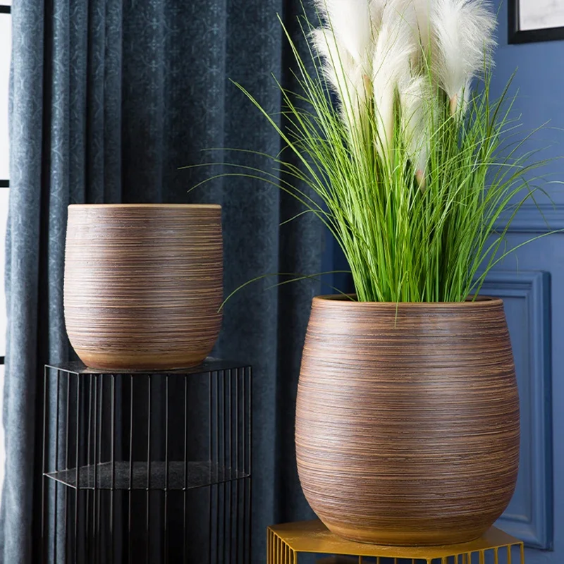 

Простые керамические цветочные горшки в скандинавском стиле, современный стиль, напольные круглые большие горшки, украшения для гостиной, садовые принадлежности Bloempot FYFP