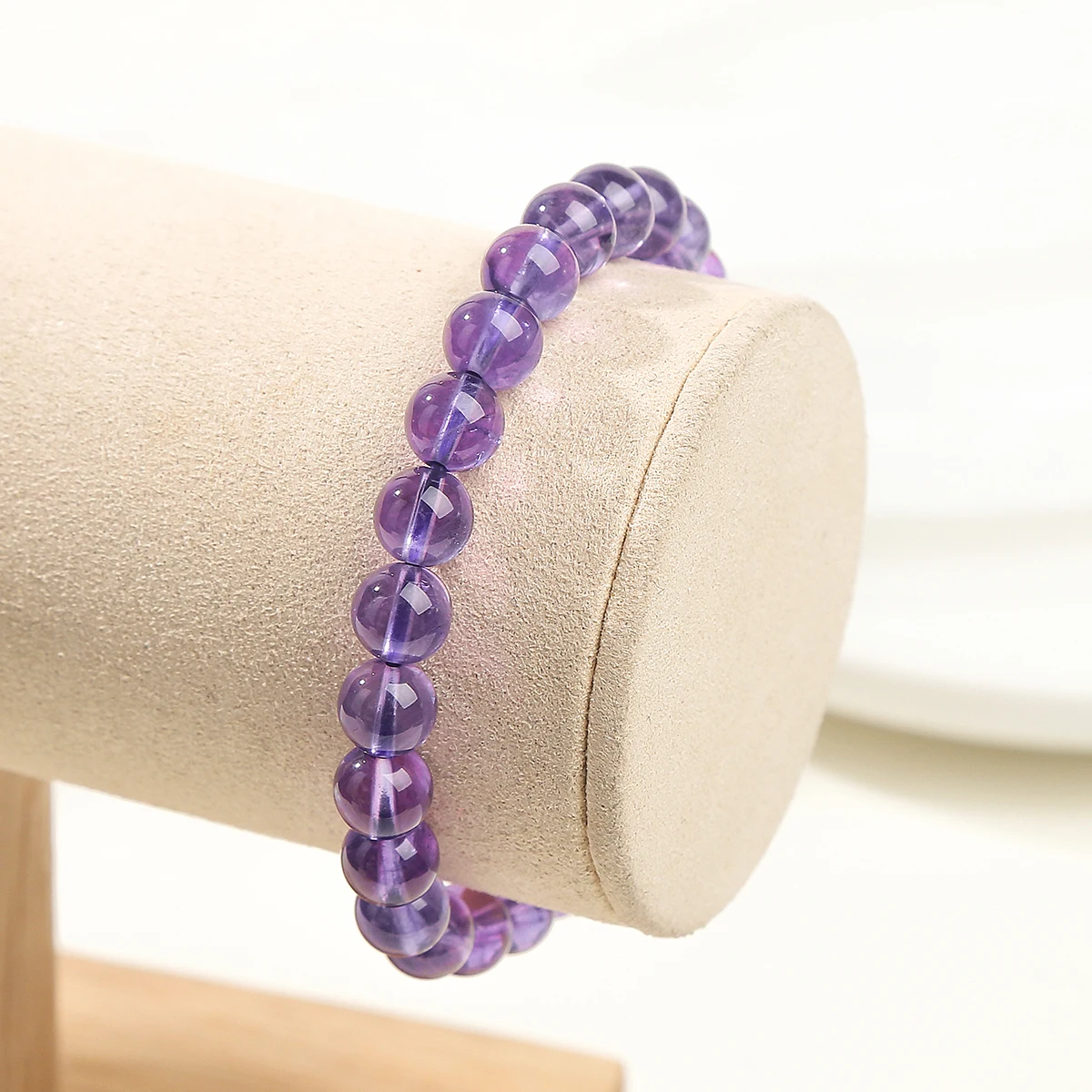 JD Geniune Amethyst Natural Crystal Bead Bracelet for Women Pulsera Quartz Bracelet Handmade Healing Stone Yoga Jewelry Female