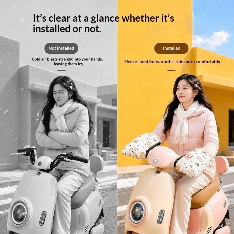 Winter Electric Scooter Handlebar Gloves Water Resistant Cold Proof Thick Warm for Outdoor Commuting Cycling E-Bike Use