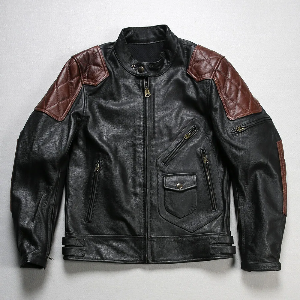 2122 RockCanRoll Super Quality Coat Genuine Cow Leather Cowhide   Stylish Durable Vintage Jacket