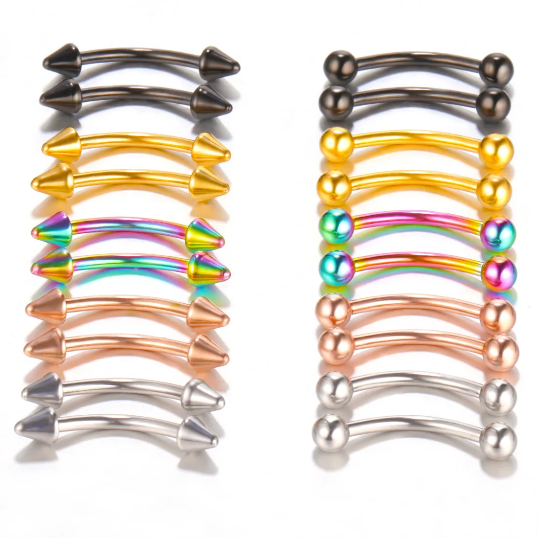 1Pair Gauge 16G Ball Spike Surgical Steel Double Spiral Twister Barbell Earring Ear Cartilage Rings Eyebrow  Piercing Jewelry