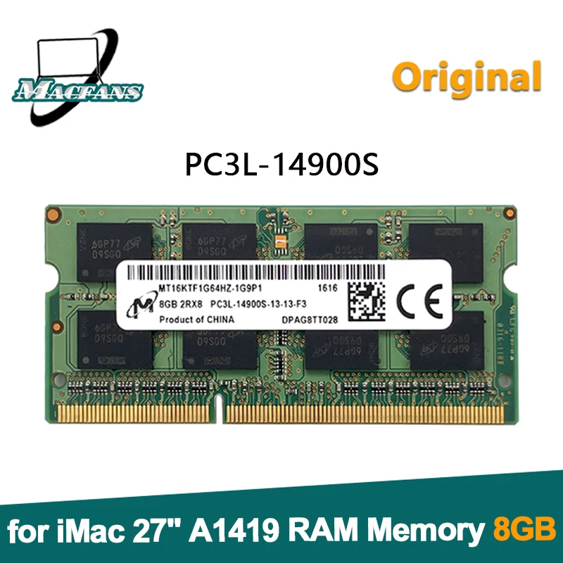 

Original New PC3L-14900S for iMac 27" Retina 8GB A1419 RAM DDR3 1866 MHz SO-DIMM Memory Module Late 2015 Year