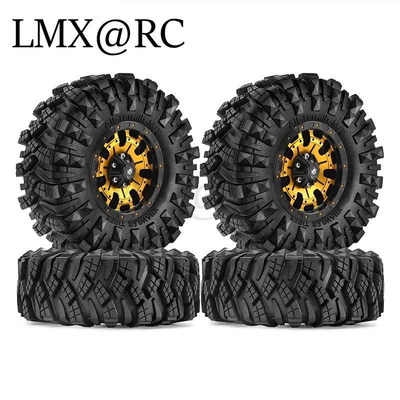 4 buah Set ban karet pelek roda Beadlock 110mm logam 1.9 inci untuk mobil Crawler RC 1/10 Traxxas TRX4 RC4WD D90 Axial SCX10 Pro MST