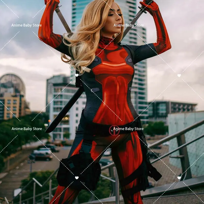 Lady Deadpool Cosplay Bộ Trang Phục Nữ Wade Winston Wilson Bodysuit Deluxe Toàn Bộ Da Kèm Bộ Đồ Hóa Trang Cho Người Trưởng Thành