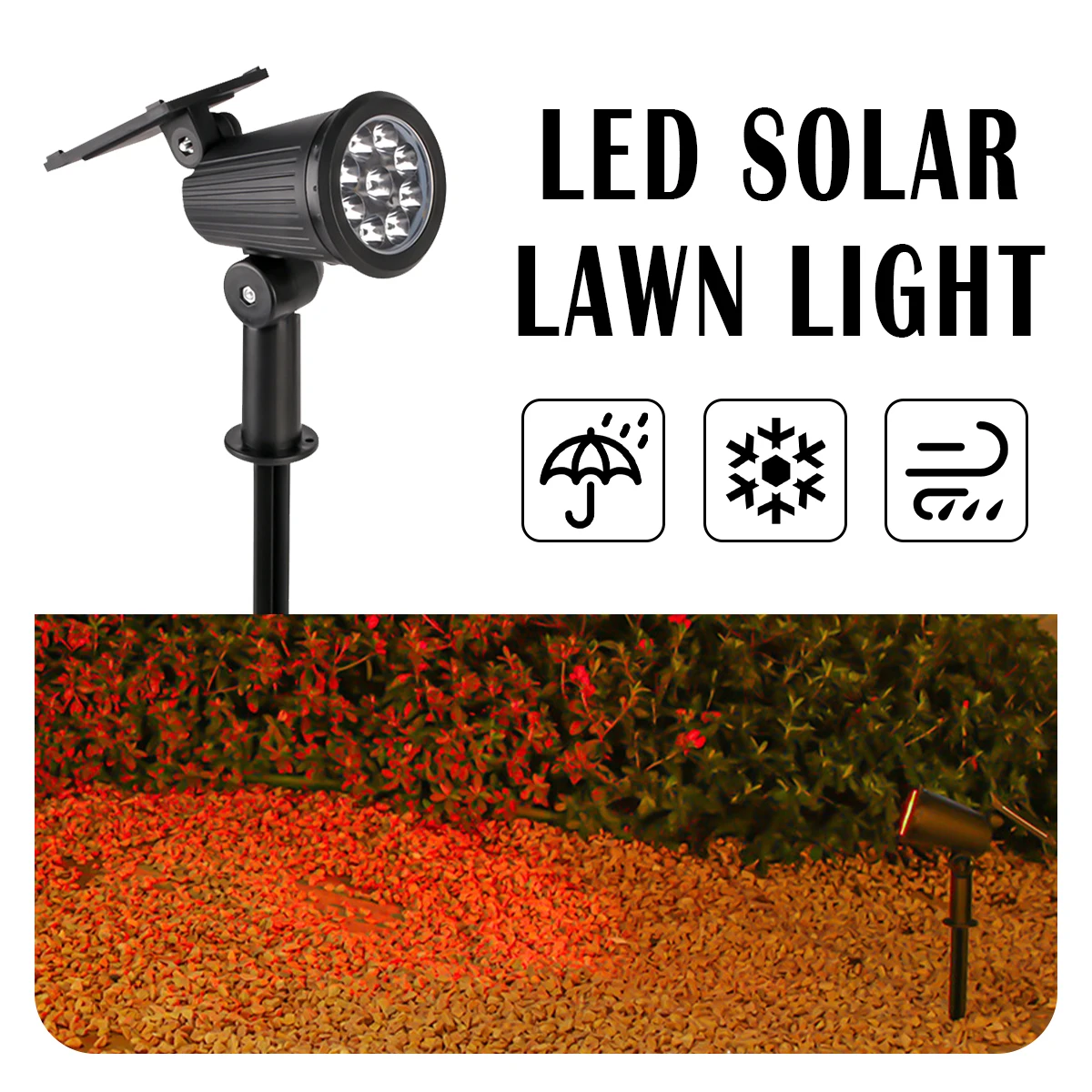 9LEDs Lawn Light Angle Adjustable Outside Low Powered Outdoor Floor Landscape Warm LED Lights Voltage Daylight Solar Wall On/Off