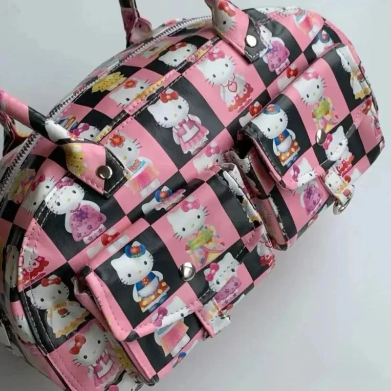 Kawaii Sanrio Hello Kitty New Full Printed Fashion PU Bags Y2k femminile Cartoon Tote Bag Large capacity Cosmetic storage bags