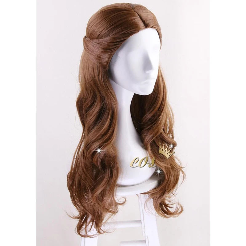 Beauty and Beast Cosplay Wig Belle Princess Light Brown Long Curly Hair Anime Wig Cosplay Anime Wig Party Makeup Wig