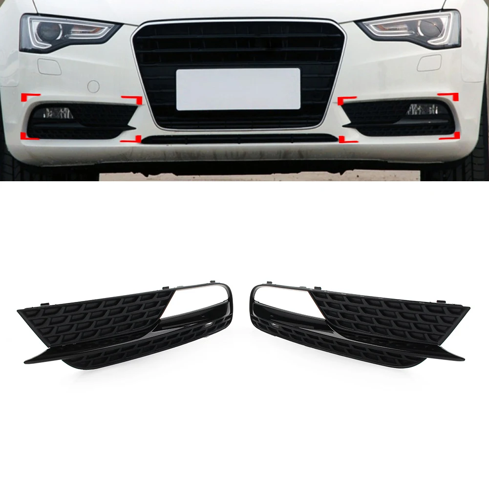 

Glossy Black Auto Front Bumper Fog Light Grille Cover Left & Right 1Pair For Audi A5 2012 2013 2014 2015 2016 Car Accessories