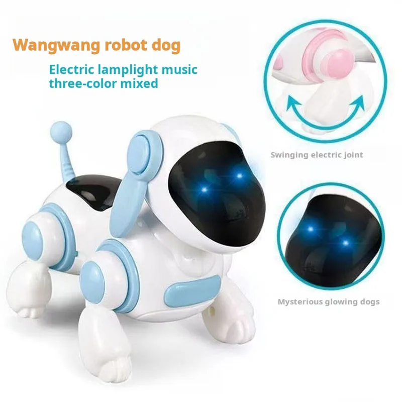 Perro robot interactivo inteligente electrónico, juguete para perros gateo con luces y simulación musical, canto y niños interactivos