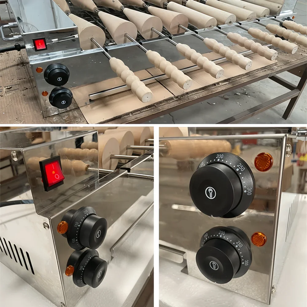OYLP With 8 Roller Electric Hungarian Chimney Cake Maker Chimney Cake Rolls Grill Oven Machine Waffle Maker Bread Roll Baking Ma