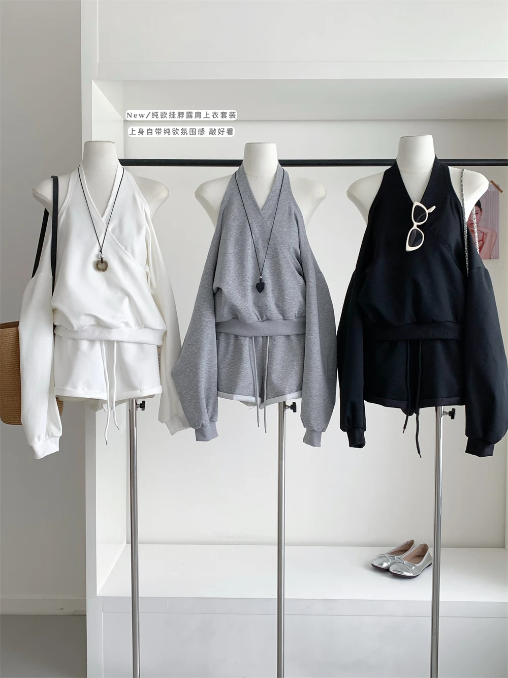 

2025 Autumn Winter Women Y2k 2000s Tide Korean Gyaru New In Outfits 2 Piece Set Long Sleeve Loose Sweatshirt + Drawstring Shorts