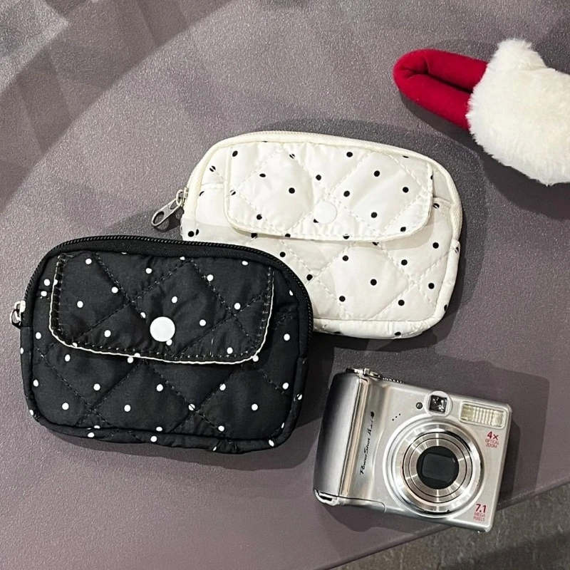 New Polka Dot Mini Pouch Cute Aesthetic Coin Purse for Girl Multi-functional Small Storage Bag for CCD Cards Earphone Jewelry