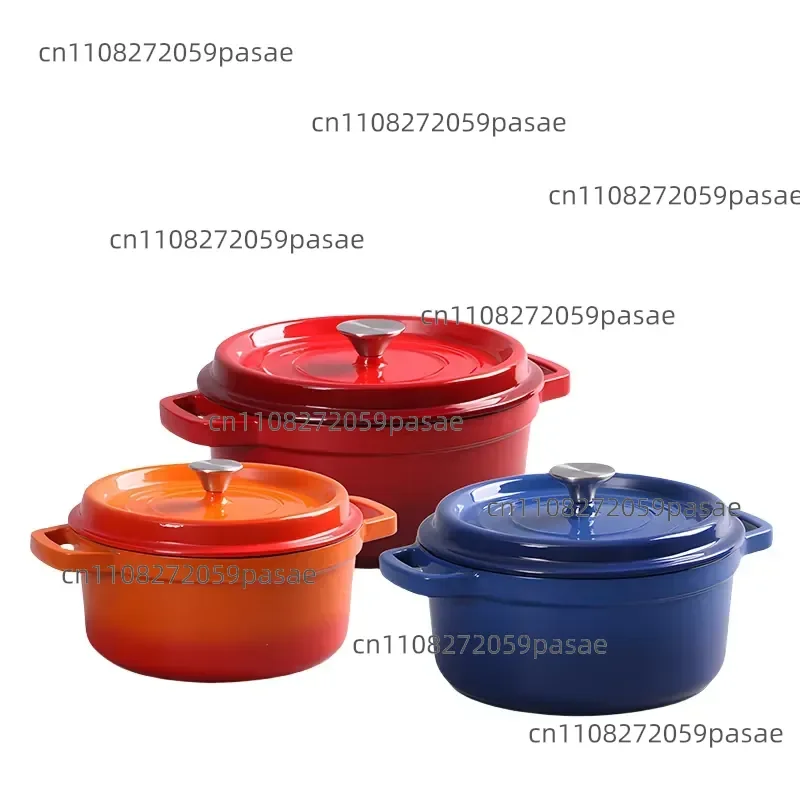 Enamel Dutch Oven Pot Gradient Color Sauce Pan Round Cast Iron Enamel Stockpot With Lid