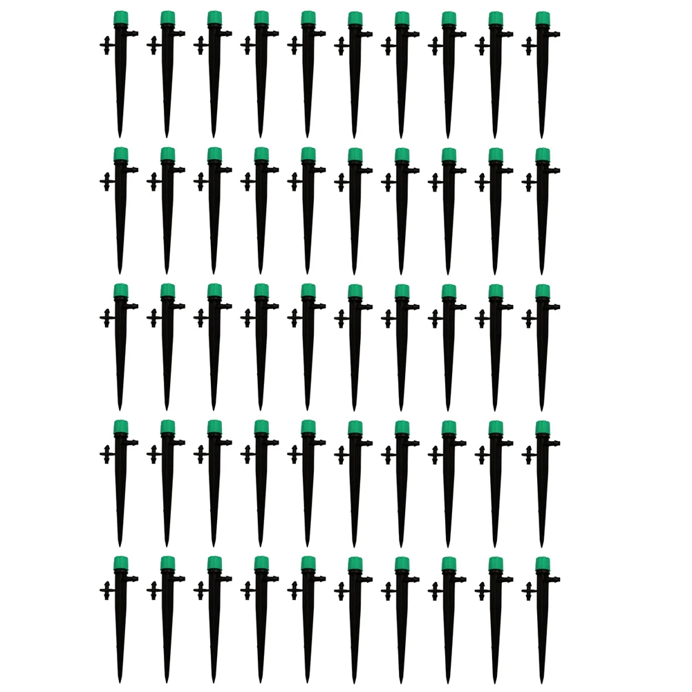 50 pcs drip emitters for 4mm 7mm tubing with adjustable cap 360 degree rotation spray radius 0 50cm garden watering solution