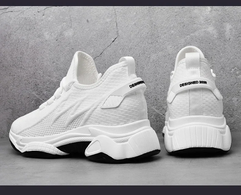 Sommer Männer Aufzug Schuhe Atmungsaktive Mesh Höhe Erhöhen Turnschuhe Männer Schuhe Innen Länge 7 cm Outdoor Freizeit Weiß Größere Schuhe – Detail 14