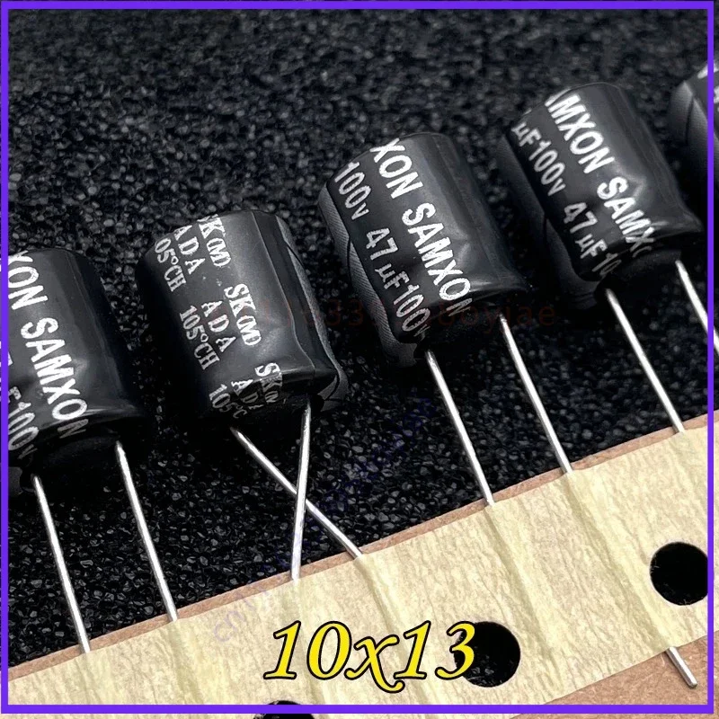 Excellent SAMXON SK 47UF 100V 100V47UF Silver Print Radial High Frequency for Electrolytic Capacitor 10x13  100pcs