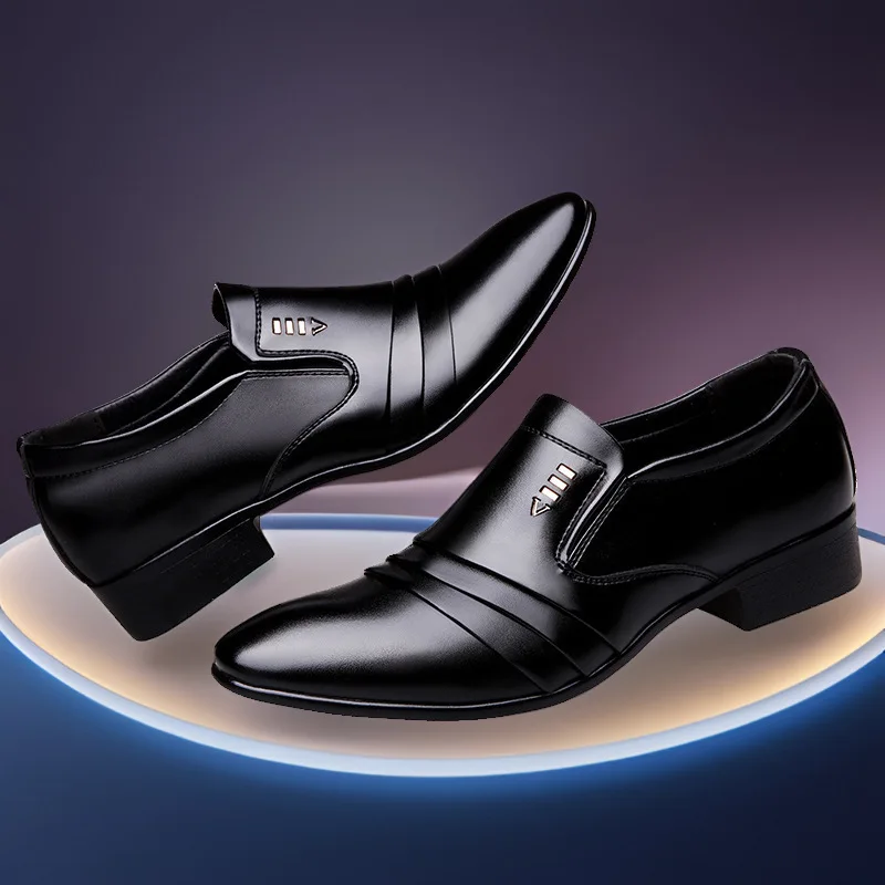 Mens PU Leather Shoes Wedding Business Dress Nightclubs Oxfords Breathable Working Lace Up Shoes 2026 New