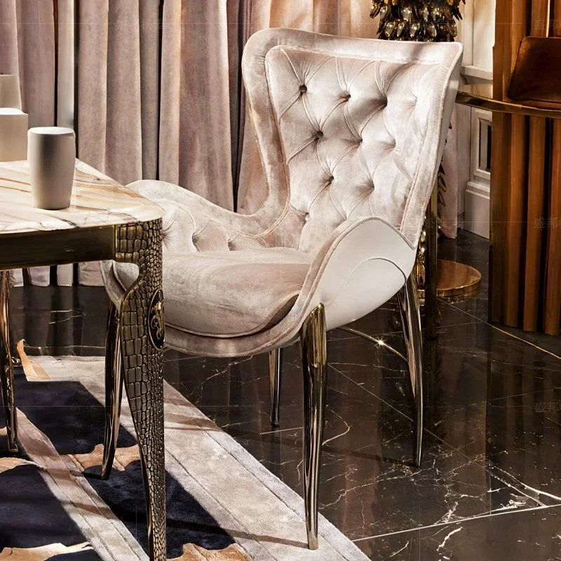 Italian light luxury flannel dining chair, restaurant home, creative high-end armchair