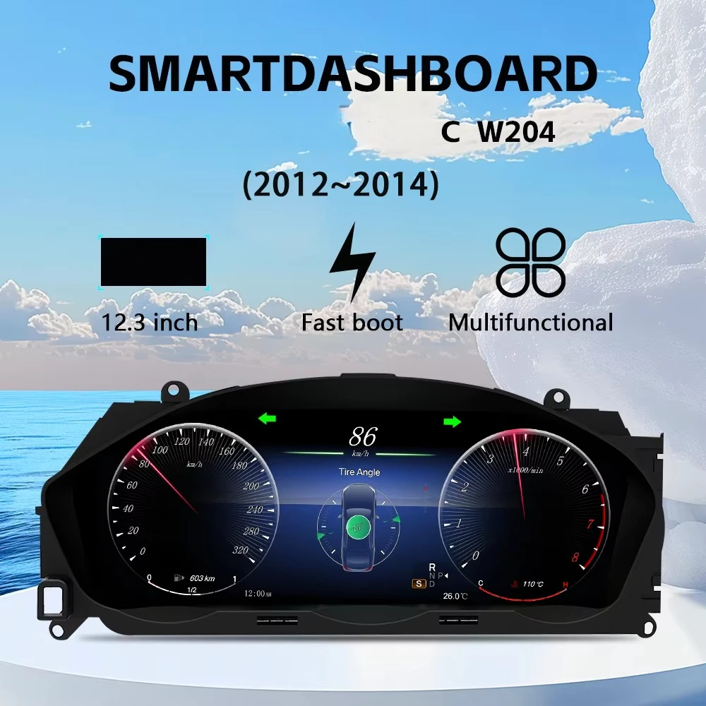 LCD Digital Instrument Panel For Mercedes Benz C Class W204 2012-2014 NTG4.5 Virtual Cockpit Speedmeter Dashboard Multimedia