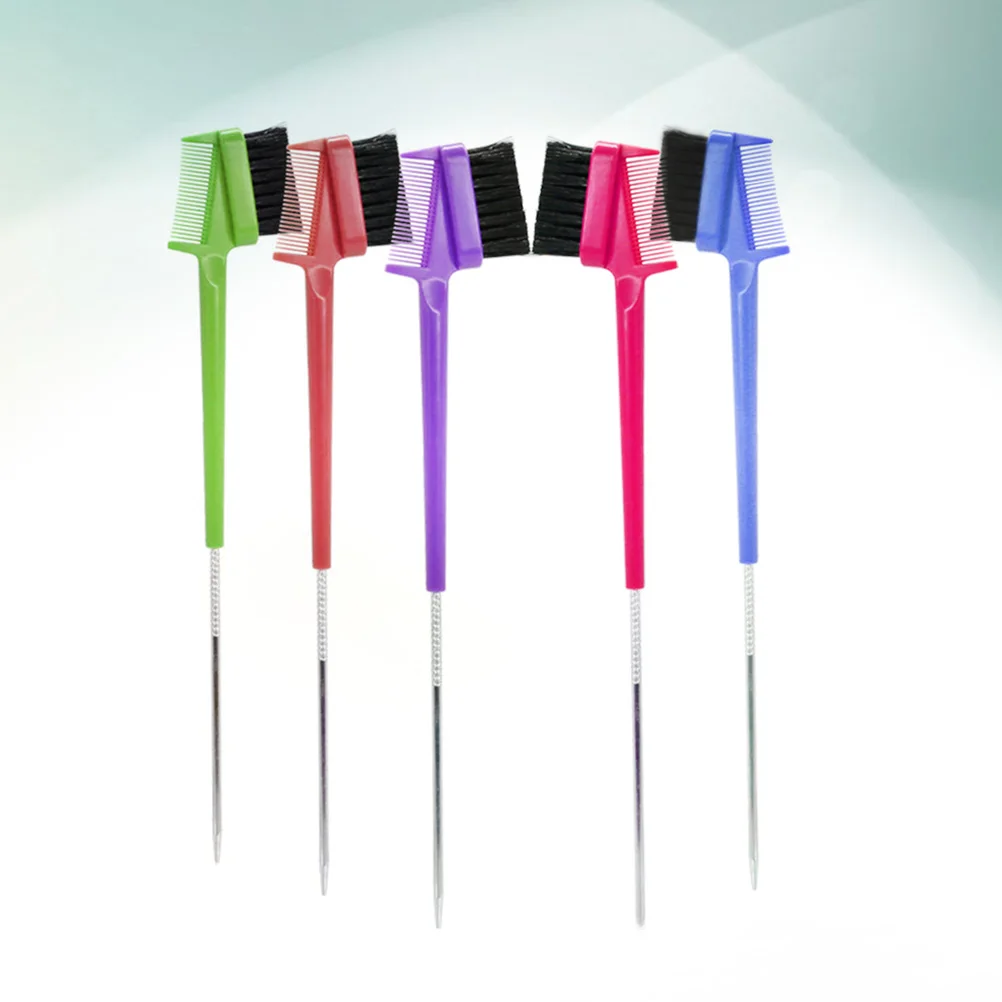5 uds cepillos para cejas peines para cejas cepillos de maquillaje duraderos ABS PP acero salón uso doméstico mango suave herramientas de tinte para el cabello de doble uso
