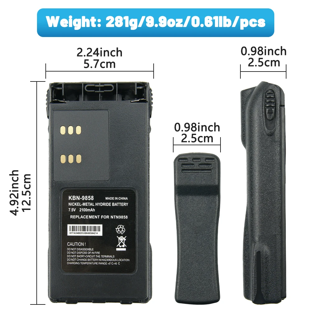 KBN-9858 7.5V 2100mAh Ni-MH Replacement Battery for Motorola XTS1500 XTS2500 PR1500 MT1500 Two Way Radios Battery NTN9858