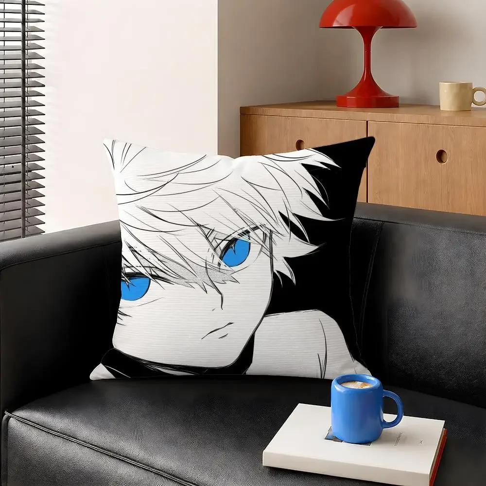 Anime Killua Zoldyck Hunter X Hunter Cushion Cover Decorative Pillowcase Soft Short Plush Cozy Durable Sofa Home Decor Items