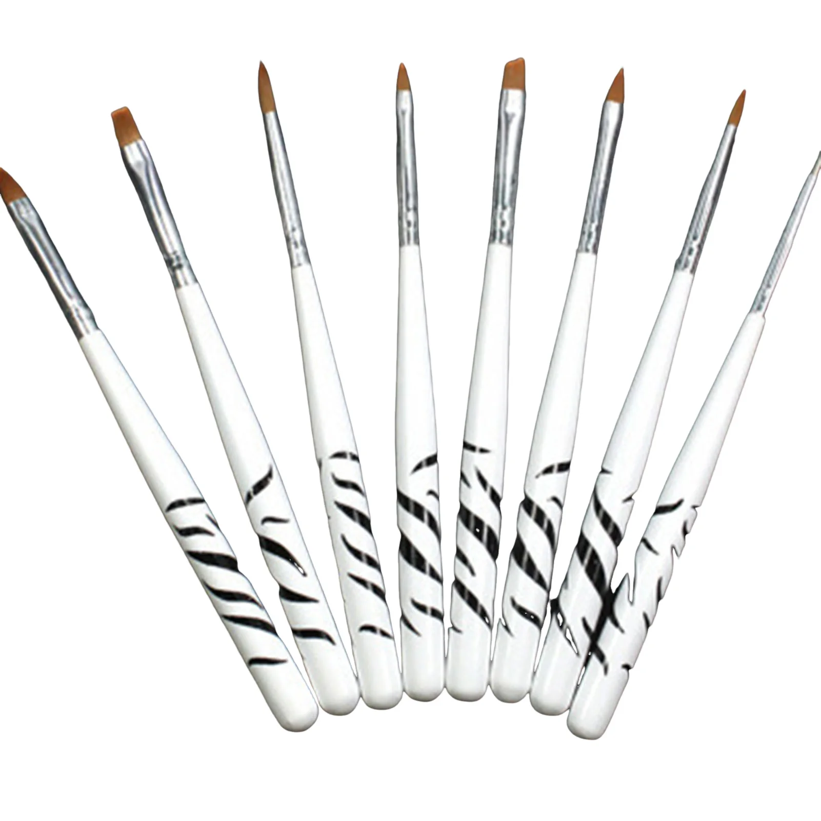 8pcs Nail Art Design Brush Ergonomic Design Soft Painting Pen Liner Brush for Finger Nail Decor Supply