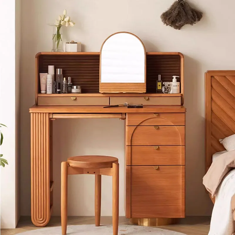 Mesita de noche de madera, mueble nórdico, tocador, Cofre del Tesoro, soporte de maquillaje, organizador de joyas, salón de uñas, Vestidores