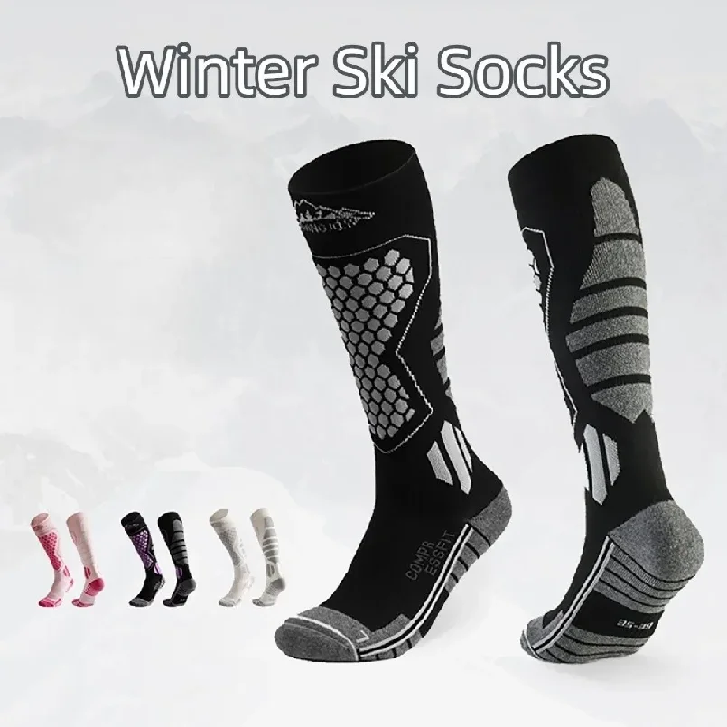 New Thickened Ski Socks Anti-slip Thermal Compression Socks Moisture-wicking Breathable Knee High Socks for Cold Weather