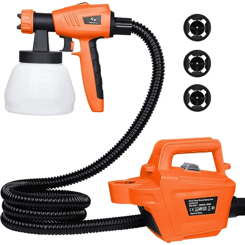 

800W HVLP Paint Sprayer, High Power Electric Spray Gun with 3 Nozzle Sizes, 3 Spray Patterns, and 1300ML Detachable