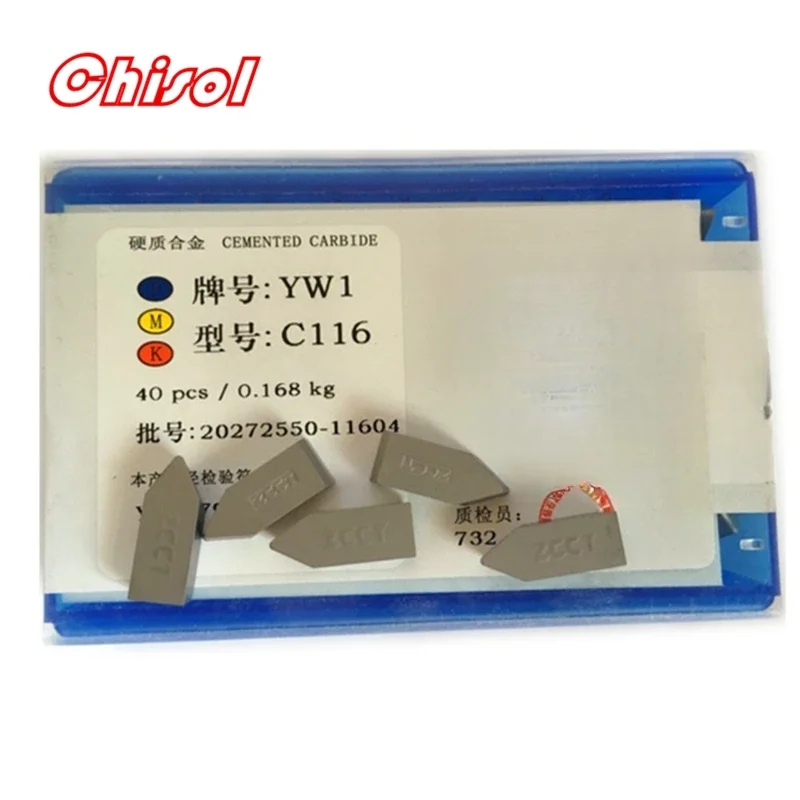 40pcs/box C116 YT5 YW2 YW1 YT15 YT14 YG6 YG8 Carbide Brazed Inserts Welding Tips Blade Cutter Cutting Tools