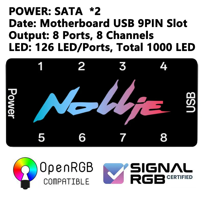 Nollie SignalRGB OpenRGB Universal 5V 3PIN ARGB محور تحكم غير متزامن للكمبيوتر حافظة الكمبيوتر مراوح التبريد شريط إضاءة