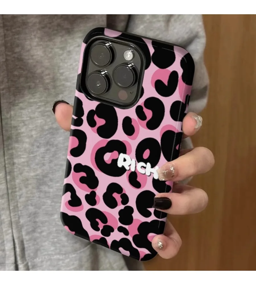 Cute Wild Leopard Texture Stereo Text Smooth Trendy Street Style Cover  For Iphone 12 13 14 15 16 17