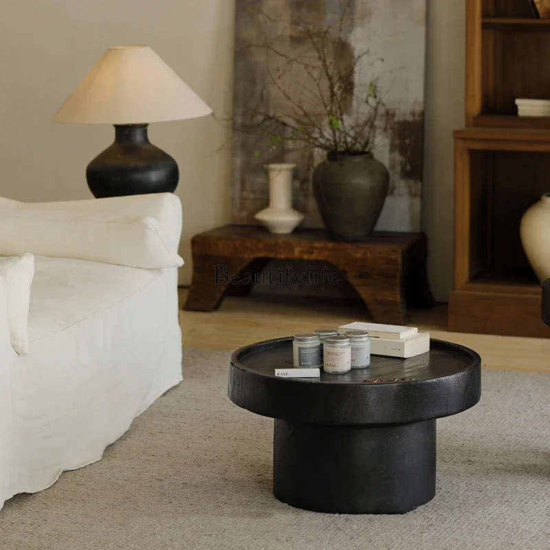 طاولة قهوة جانبية مقاس 04، غرفة معيشة، طاولة رصيف الرياح B & B wabi-sabi، مجموعة إبداعية من السجل الأسود