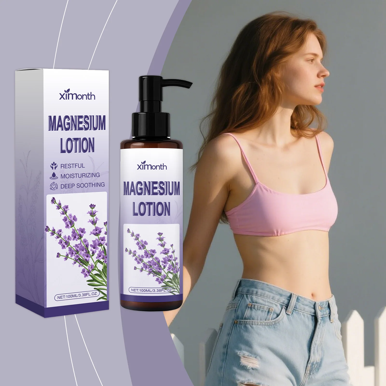 Lavender Magnesium Lotion Nourishes Relieves Muscle Fatigue and Soreness Aids Deep Sleep Comfortable Relaxing Magnesium Lotion